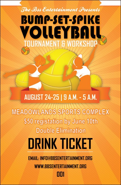 Volleyball Sun Rays Drink Ticket Product Front