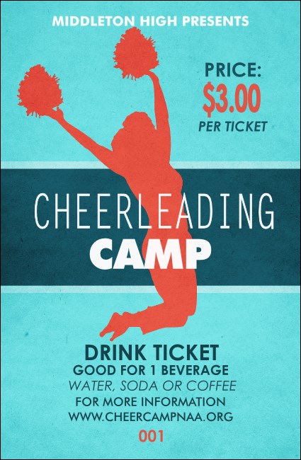 Cheerleading Jump Drink Ticket Product Front