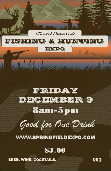 Fishing and Hunting Expo Green Camo Drink Ticket
