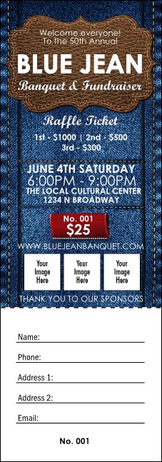 Blue Jeans Raffle Ticket Product Front