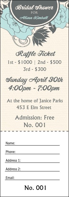 Blue Flower Raffle Ticket Product Front