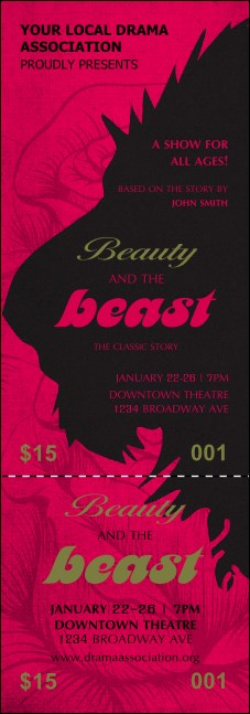 Beauty and the Beast Event Ticket Product Front