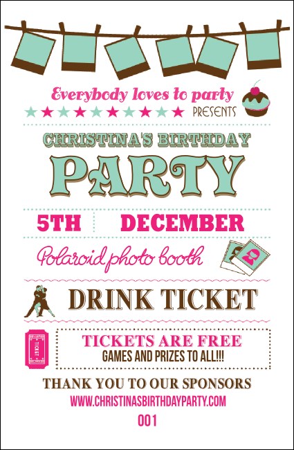 Birthday Whimsical  Drink Ticket Product Front
