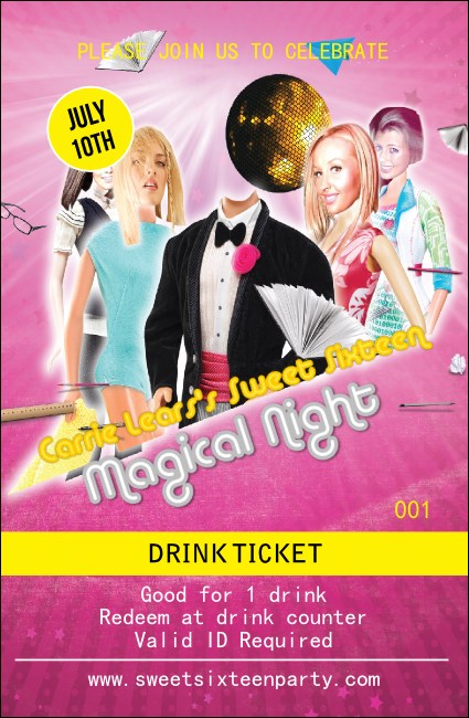 Birthday Party Drink Ticket Product Front