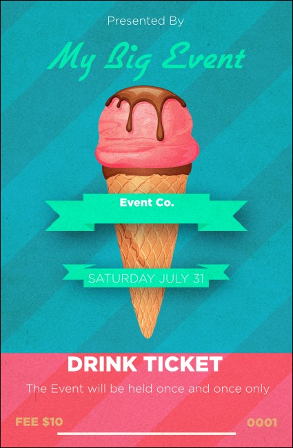 Ice Cream Drink Ticket Product Front