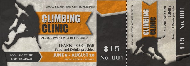 Climbing Event Ticket Product Front