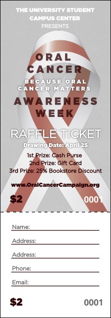Oral Cancer Raffle Ticket Product Front