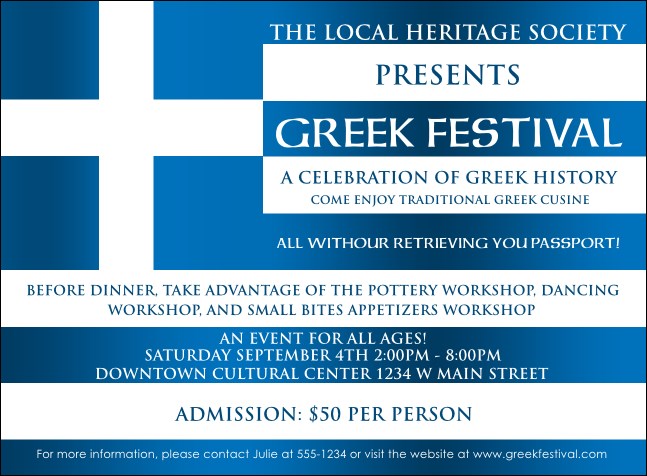 Greek Flag Invitation Product Front