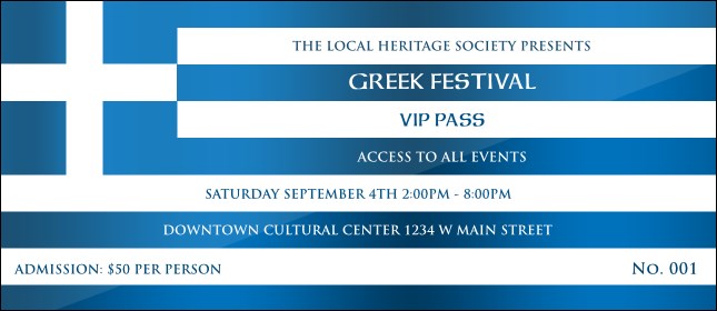 Greek Flag VIP Pass Product Front