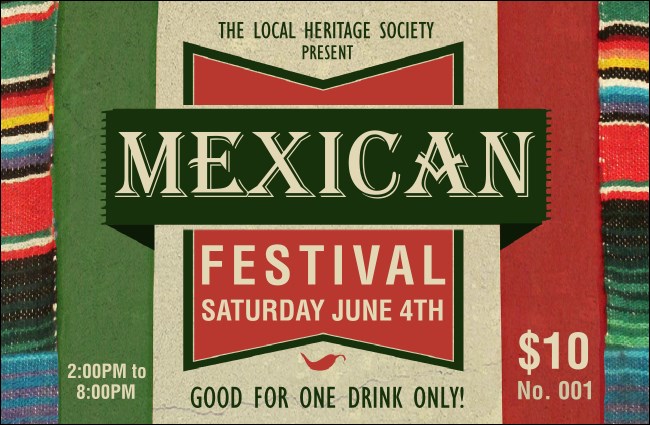 Mexican Hat Drink Ticket Product Front