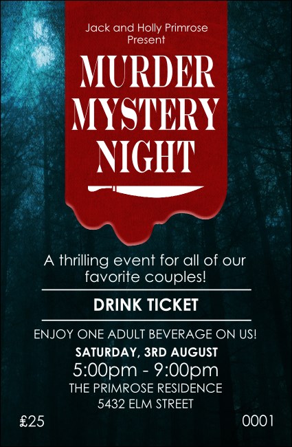 Murder Mystery Drink Ticket Product Front
