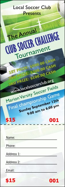 Soccer Ribbon Raffle Ticket Product Front