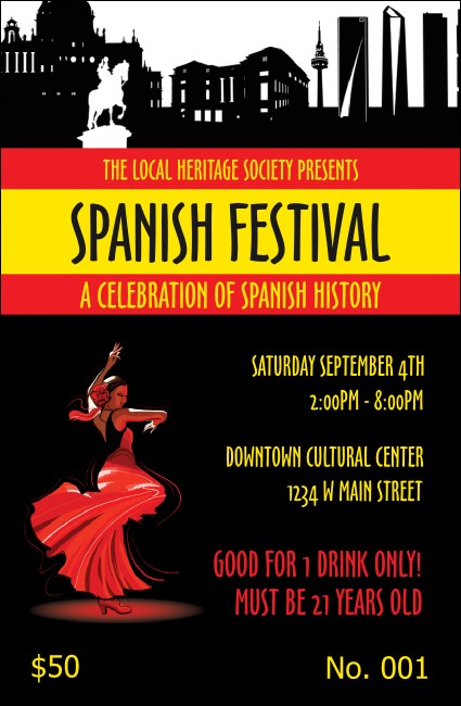 Spanish Festival Drink Ticket Product Front