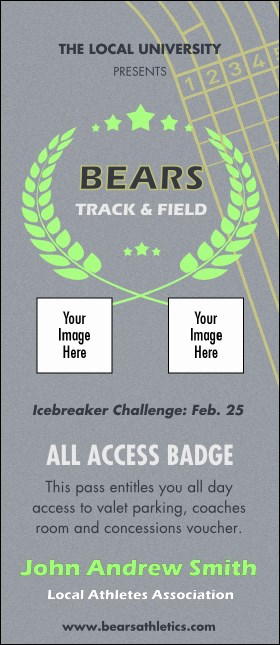 Track and Field VIP Event Badge Large Product Front