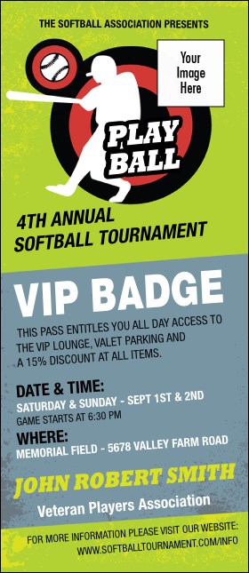 Softball VIP Event Badge Large Product Front
