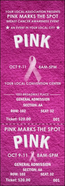 Breast Cancer Pink Ribbon Reserved Event Ticket Product Front