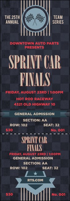 Car Racing Reserved Event Ticket Product Front