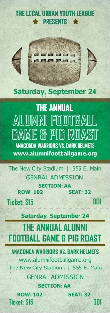 Football Green Reserved Event Ticket Product Front