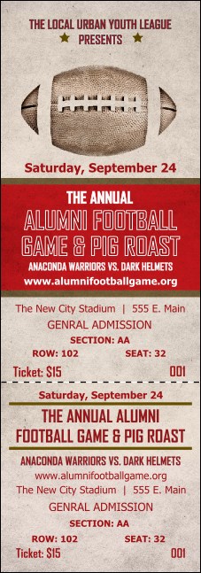 Football Red Reserved Event Ticket Product Front