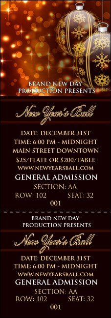 Golden Ornament Reserved Event Ticket Product Front