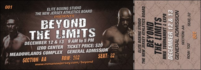 MMA Main Event Brown Reserved Event Ticket Product Front