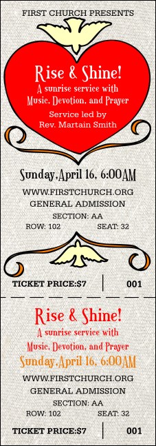 Big Heart White Reserved Event Ticket Product Front