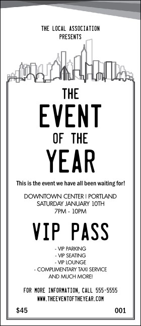 All Purpose Skyline Black and White VIP Pass Product Front