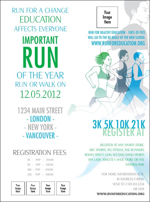 Run for a Cause Blue & Green Flyer Product Front