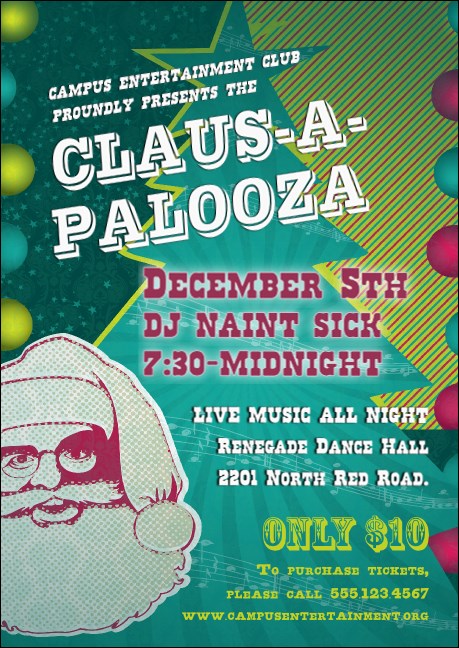 Claus-A-Palooza Postcard Mailer Product Front