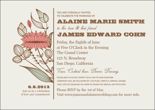 Wedding Flower Motif Postcard Mailer
