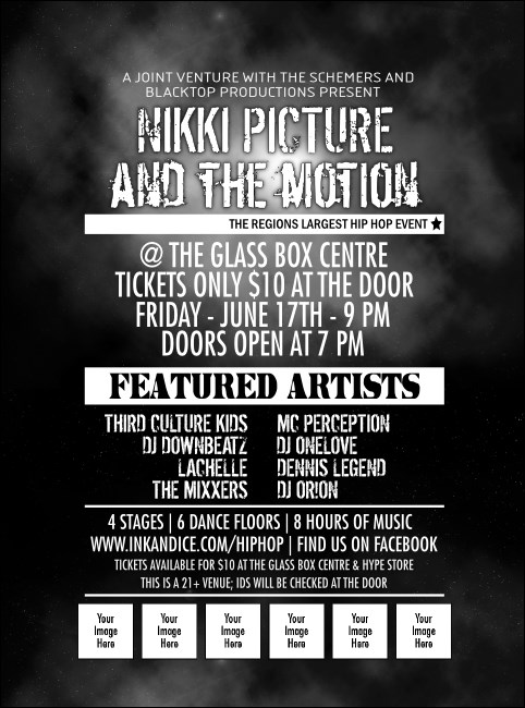 Galaxy Hip Hop Black and White Flyer Product Front