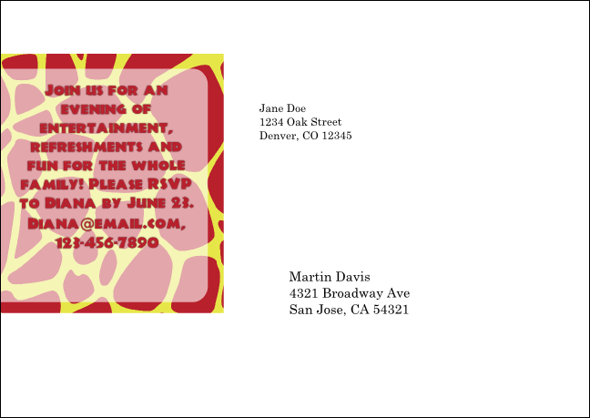 Animal Print Giraffe Postcard Mailer Product Back