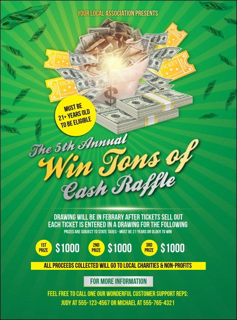 Cash Raffle Green Flyer Product Front
