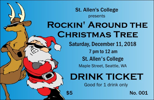 Cool Christmas Drink Ticket Product Front