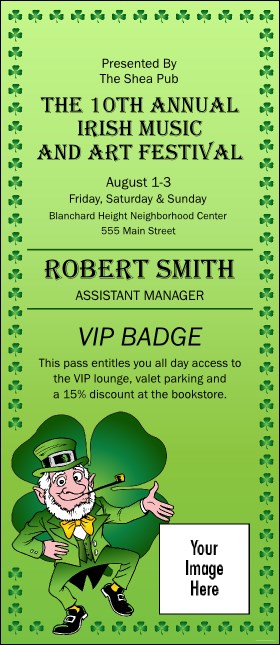 St. Patrick's Day  VIP Event Badge Large