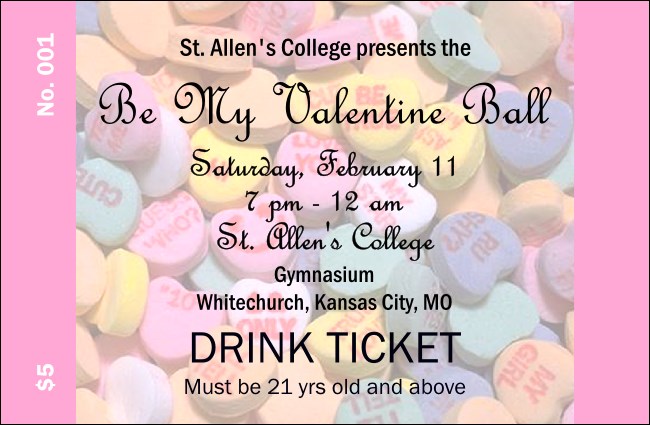 Valentine's Day Drink Ticket Product Front
