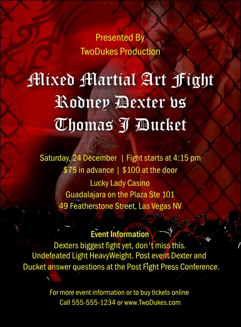 Mixed Martial Art Invitation Product Front