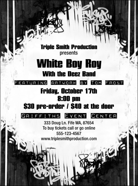 Black and White Hip Hop Flyer Redesigned Product Product Front