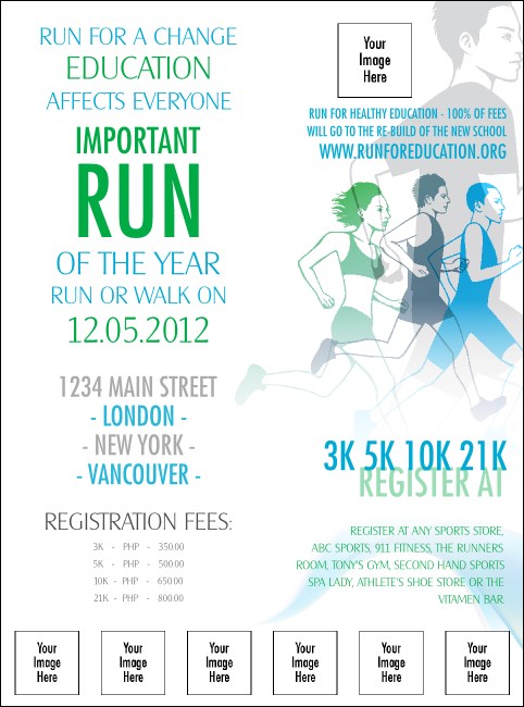 Run for a Cause Blue & Green Logo Flyer Product Front