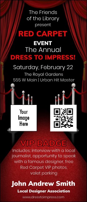 Red Carpet VIP Event Badge Large VIP Event Badge Large Product Front