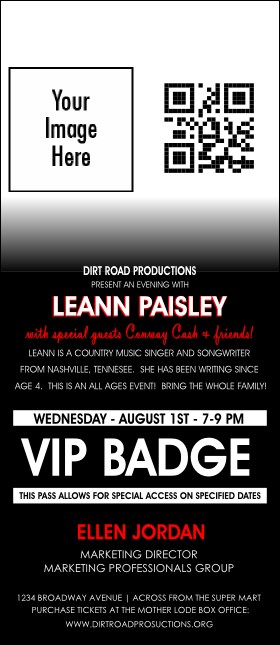 Your Photo Concert VIP Event Badge Large VIP Event Badge Large Product Front
