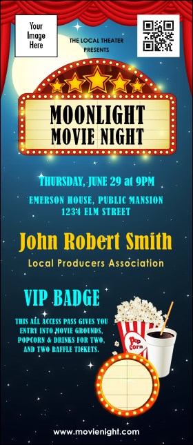Movie Night VIP Event Badge Large Product Front