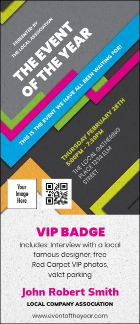 Retro Colors VIP Event Badge Large Product Front