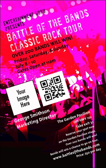 Rock Concert Pink  VIP Event Badge Medium Product Front