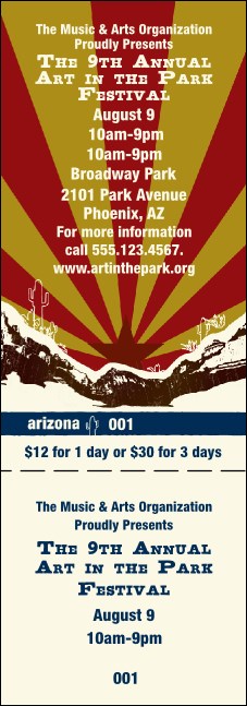 Arizona General Admission Ticket Product Front