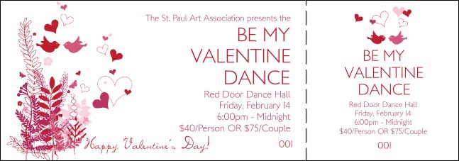 Valentine Love Birds Event Ticket Product Front