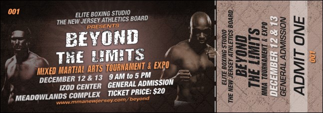 MMA Main Event Brown Event Ticket Product Front