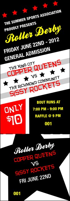 Roller Derby Passing Star Event Ticket Product Front