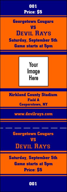 Sports Ticket 002 Blue & Orange Product Front