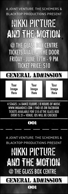 Galaxy Hip Hop Black and White Event Ticket Product Front